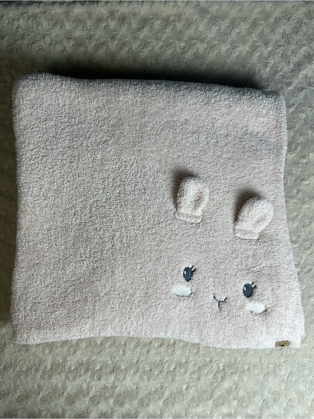 Bearpaw Pink Bunny Rabbit Face Baby Blanket Sweater Knit Soft Chenille Lovey